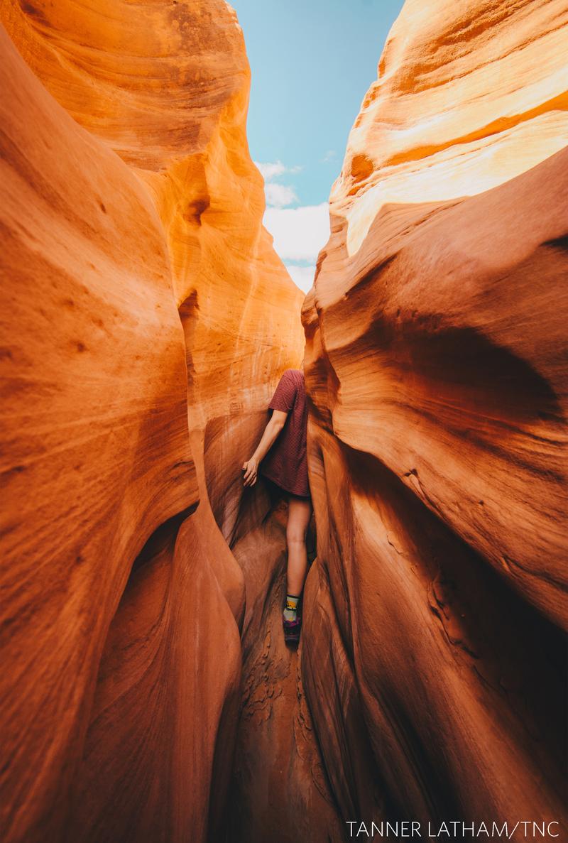 “Slender Slots.” One of the narrow slot canyons in Escalante National Monument.